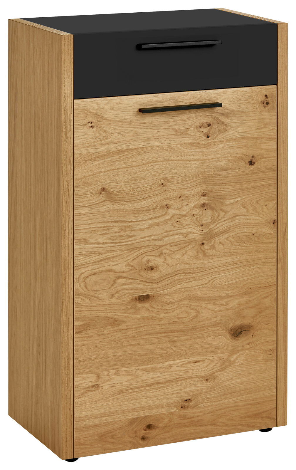 VOSS Kommode LEVIO Kommode aus der Serie VOSS LEVIO mit Holzoptik und schwarzer Schublade, seitliche Perspektive