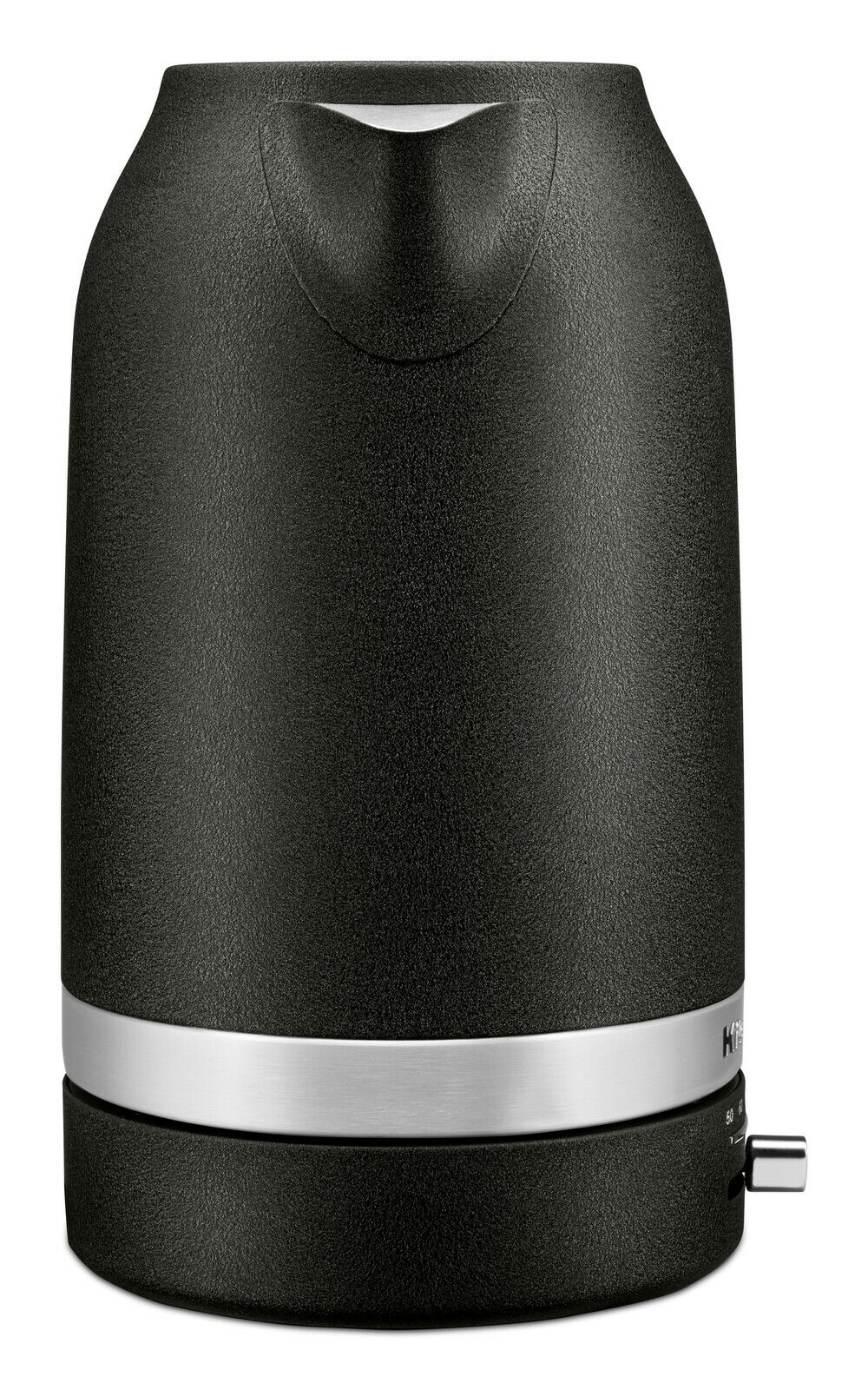 Schwarzer Wasserkocher mit Edelstahlring, Vorderansicht