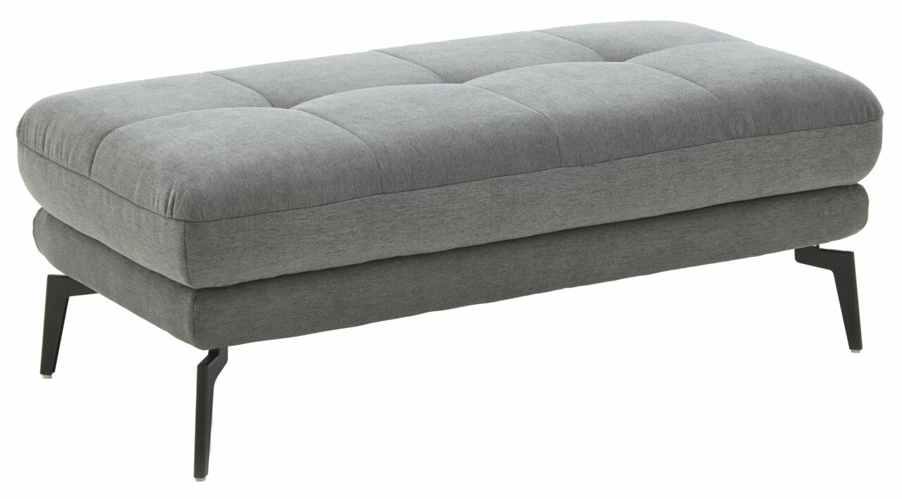 Beldomo Style XXL-kruk KÖLN Grauer XXL-Hocker mit gepolsterter Sitzfläche und schwarzen Metallbeinen, seitliche Perspektive