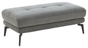 Grauer XXL-Hocker mit gepolsterter Sitzfläche und schwarzen Metallbeinen, seitliche Perspektive