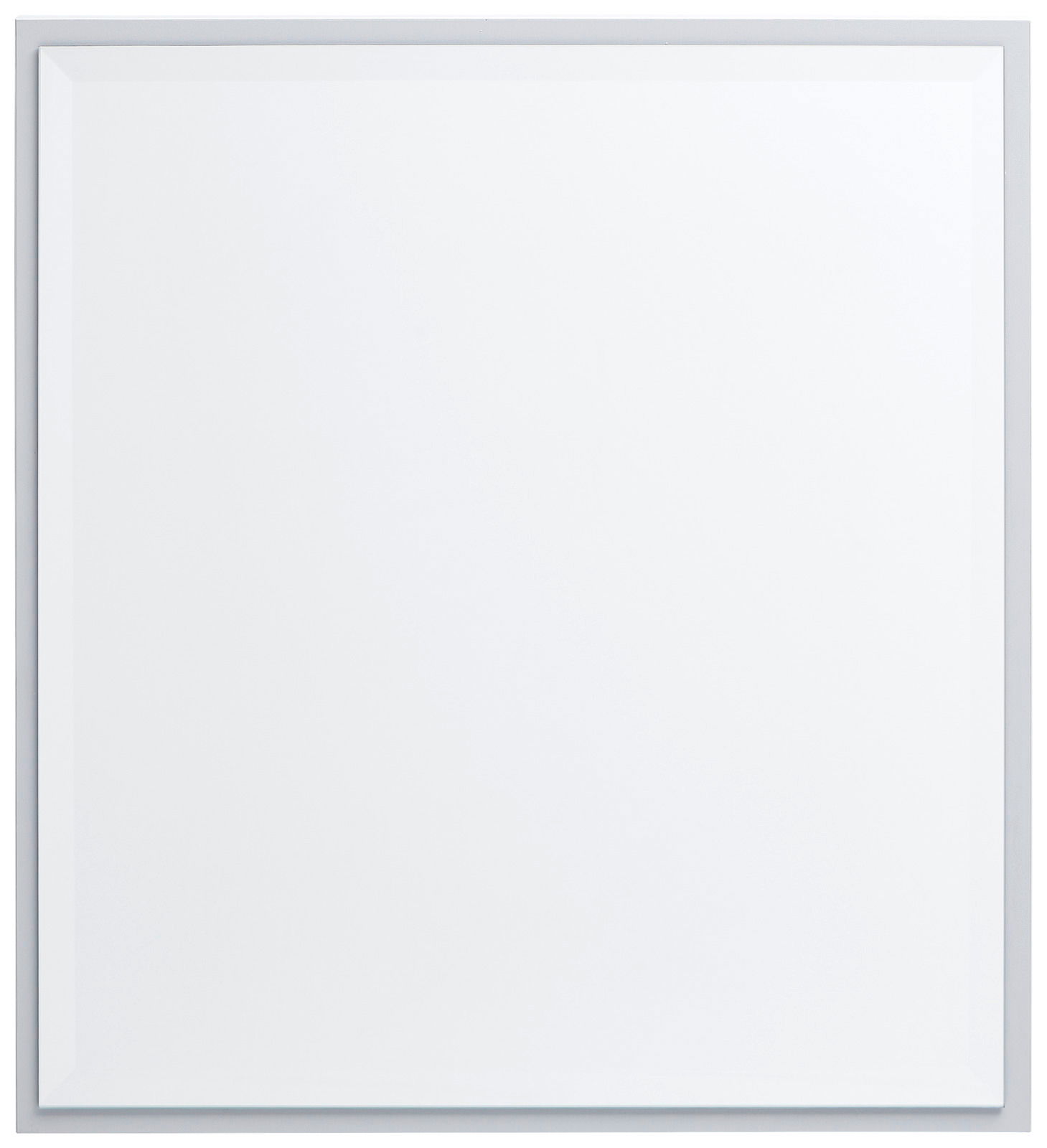 Quadratischer Spiegel mit schmalem Rahmen, frontal fotografiert.