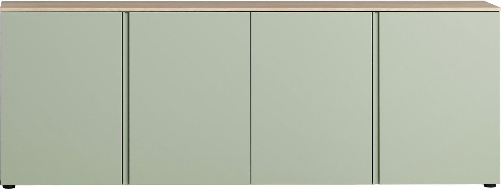 XL-Sideboard in hellem Grün mit vier Türen, frontal betrachtet