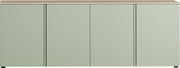 XL-Sideboard in hellem Grün mit vier Türen, frontal betrachtet