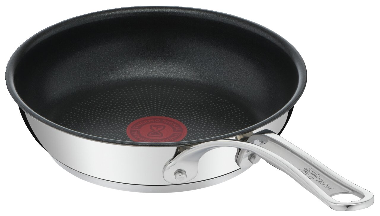 Tefal Bratpfanne Jamie Oliver Cook Bratpfanne Jamie Oliver Cook 2 aus Edelstahl mit Antihaftbeschichtung, seitliche Perspektive