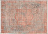 Designer Teppich in Rot- und Grautönen mit einem abstrakten Muster, Draufsicht