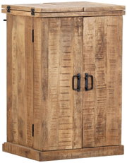 Rustikaler Bartheken-Schrank aus Holz mit zwei Türen, seitliche Perspektive