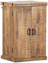 Rustikaler Bartheken-Schrank aus Holz mit zwei Türen, seitliche Perspektive