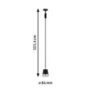 Schwarzes Schienenpendel Cone, Seitenansicht, Höhe 121,4 cm, Durchmesser 84 mm