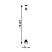 Schwarzes Schienenpendel Cone, Seitenansicht, Höhe 121,4 cm, Durchmesser 84 mm