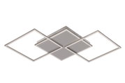 Moderne LED-Deckenleuchte mit quadratischem Design, seitliche Perspektive