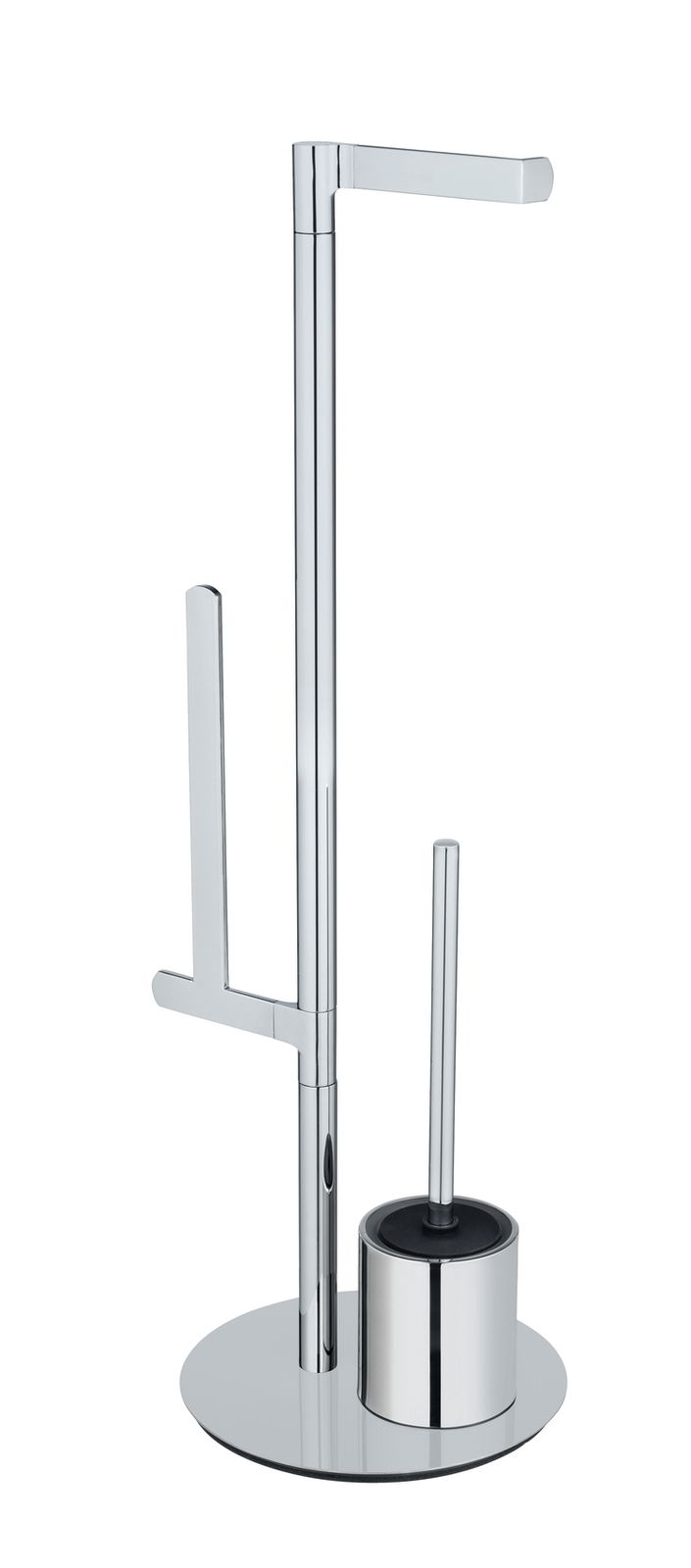 Stand WC-Garnitur Polvano in Chromoptik, seitliche Perspektive