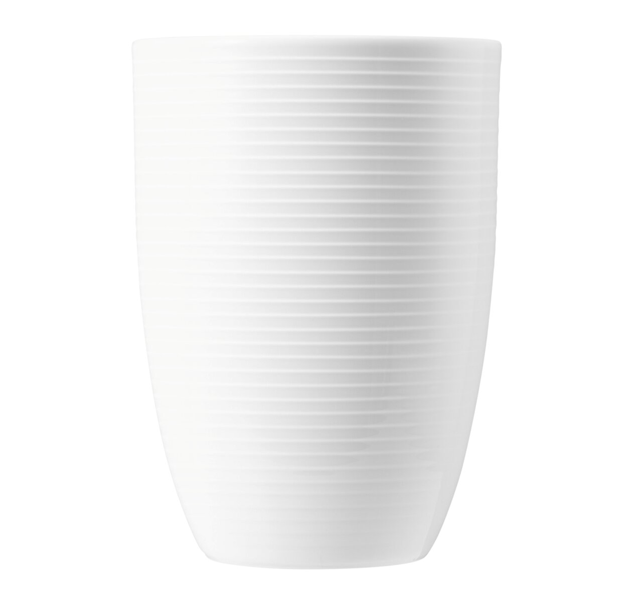 Weißer Maxi-Becher mit Henkel, 0,45 l, seitliche Ansicht