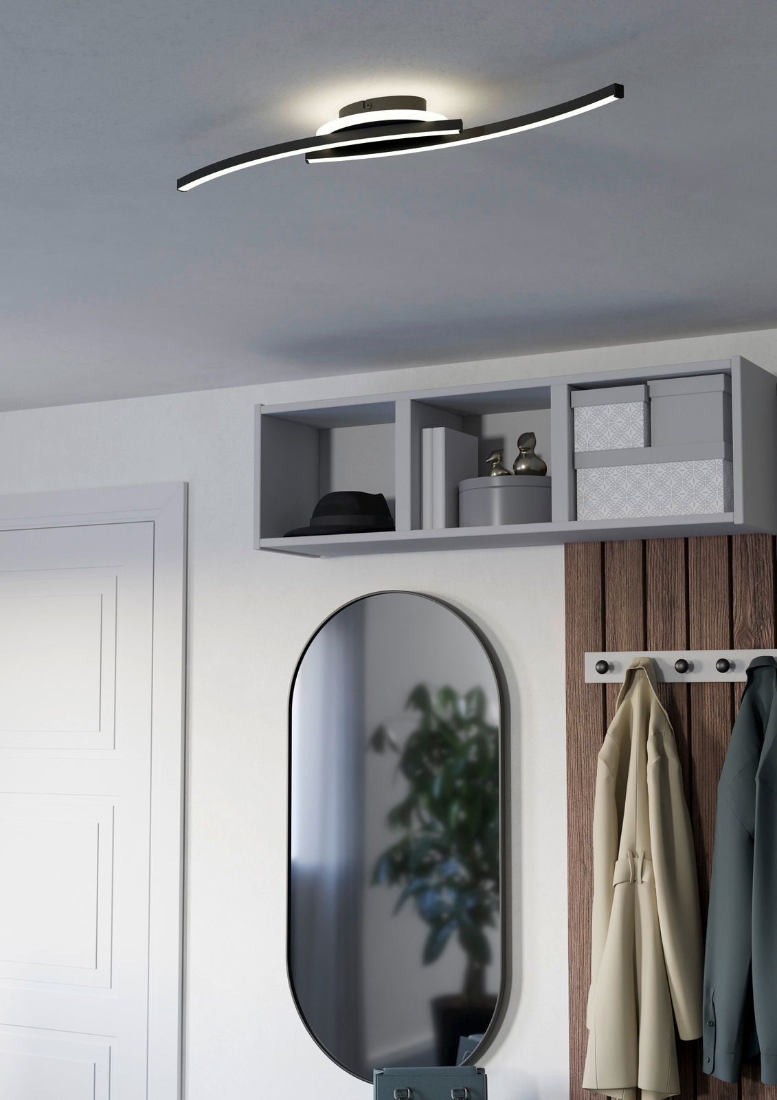 Eglo Leuchten Deckenleuchte LUNGOLAGO Moderne Deckenleuchte LUNGOLAGO von Eglo in einem stilvollen Raum, von unten betrachtet.