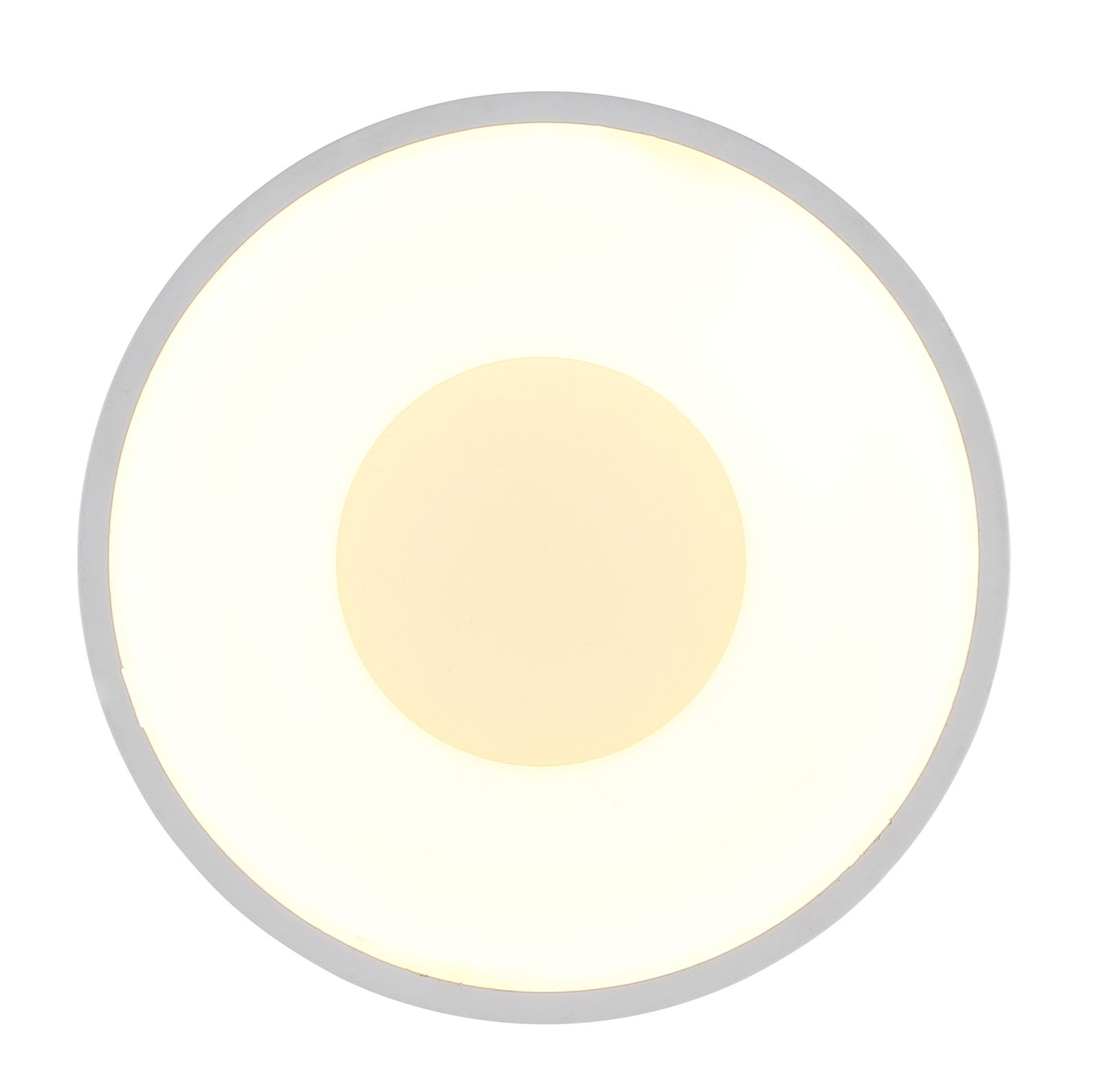 Runde Deckenleuchte mit zentralem Lichtkreis, Ansicht von unten