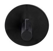 Schwarzer Wandhaken Uno Meleto, frontal abgebildet mit rundem Sockel und zylindrischem Haken.