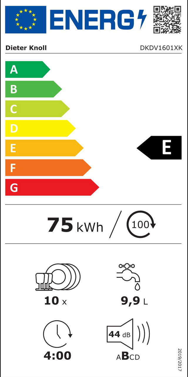 E (A (höchste Effizienz) bis G (geringste Effizienz))