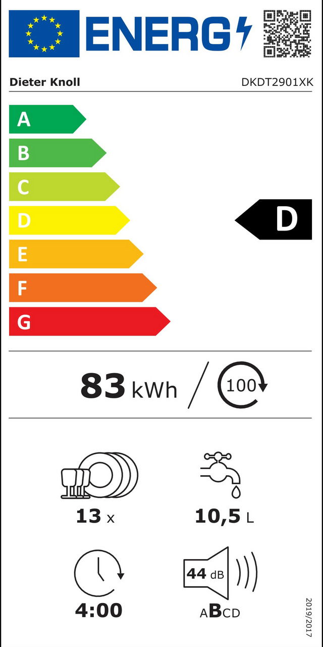 D (A (höchste Effizienz) bis G (geringste Effizienz))