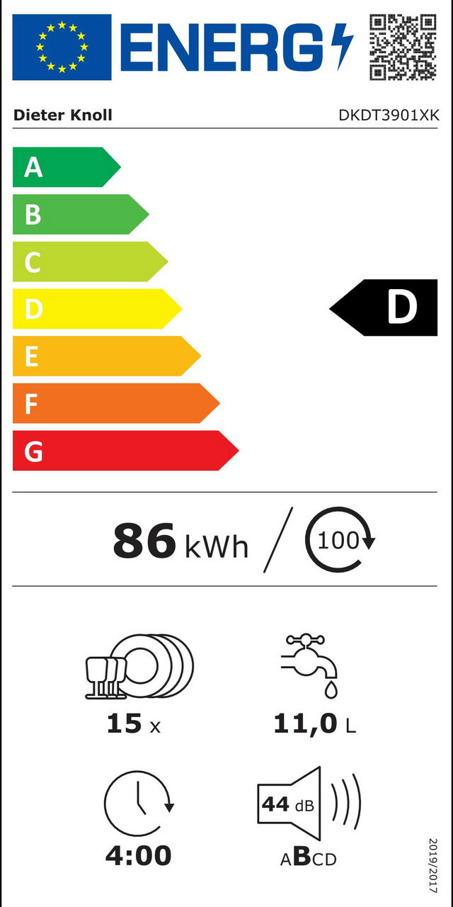 D (A (höchste Effizienz) bis G (geringste Effizienz))